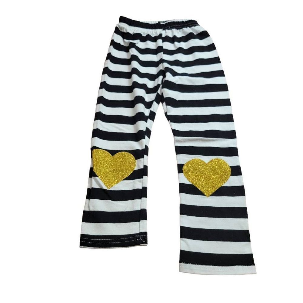 Stripped leggings with hearts 4T